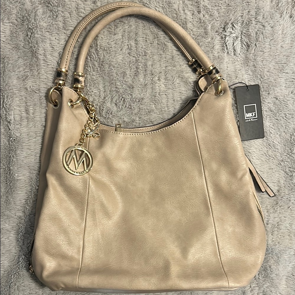 Mia K Farrow Cream Shoulder Bag with Slouchy Hobo Shape